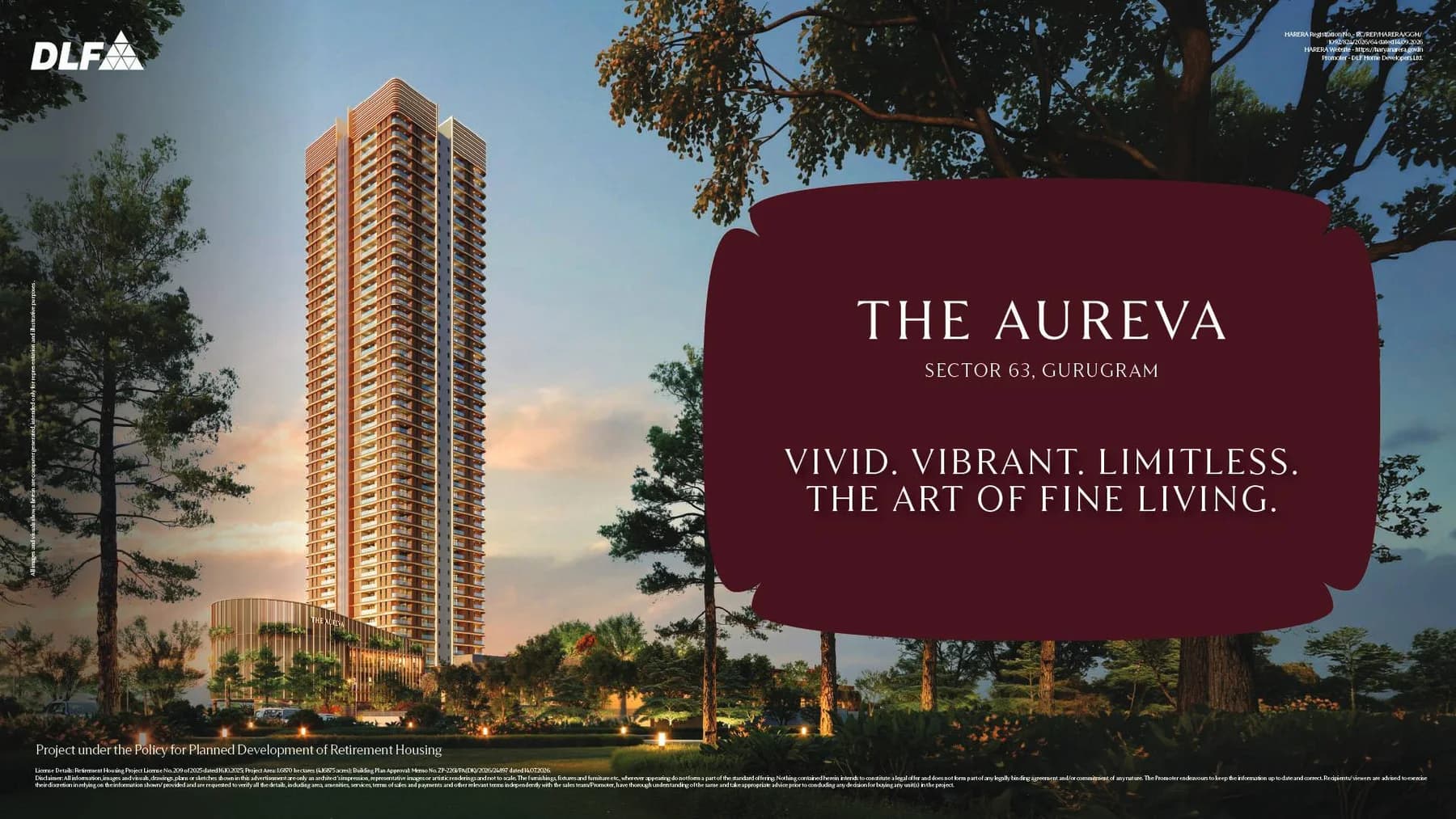 DLF The Aureva tower in Sector 63, Gurugram — official artist's impression