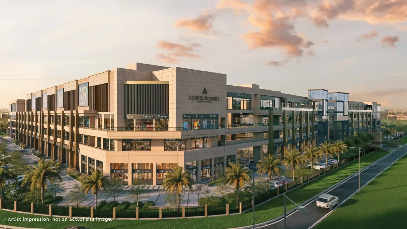 Godrej Avenue 9 L-shaped retail complex — architectural impression