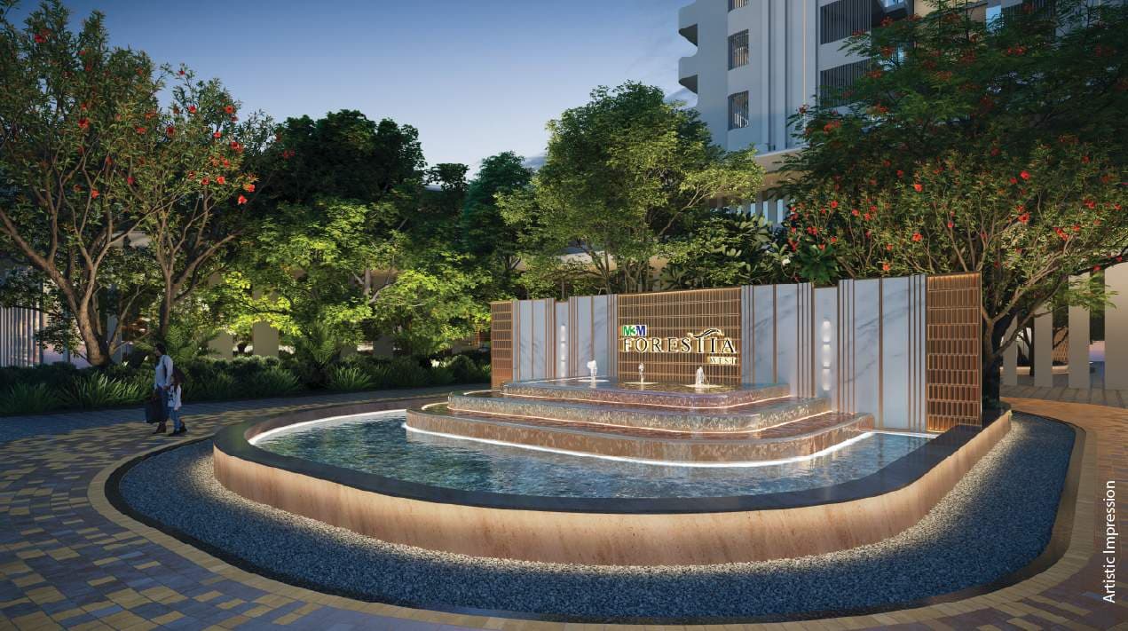 M3M Forestia West arrival court, developer artistic impression
