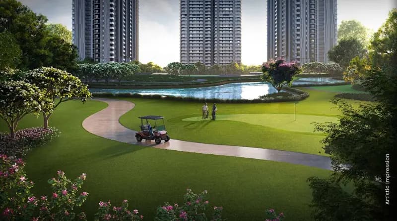 M3M Golf Hills golf landscape and residences, developer artistic impression