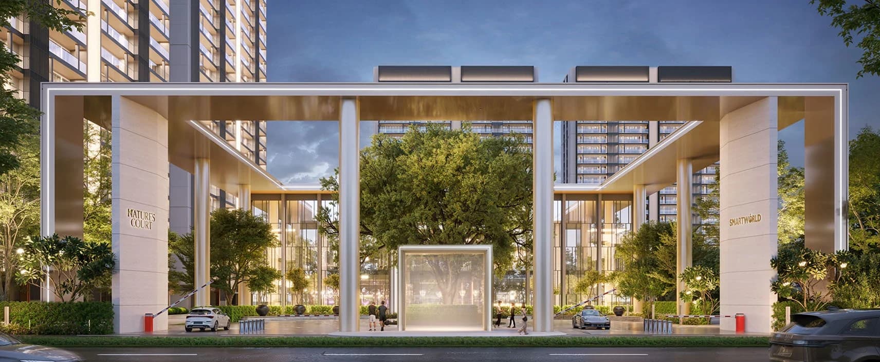 Nature's Court wider development concept — entrance court, artistic impression