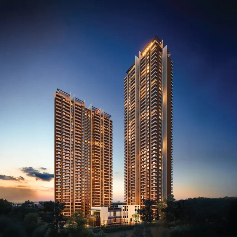 SOBHA Aurum towers at dusk, developer artistic impression