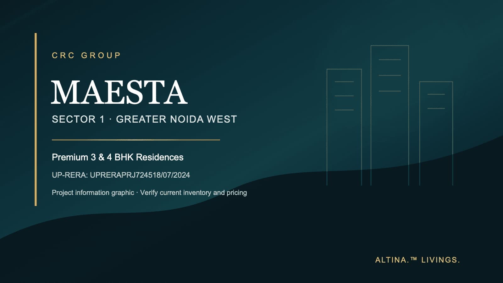 Altina editorial identity graphic for CRC Maesta in Sector 1 Greater Noida West
