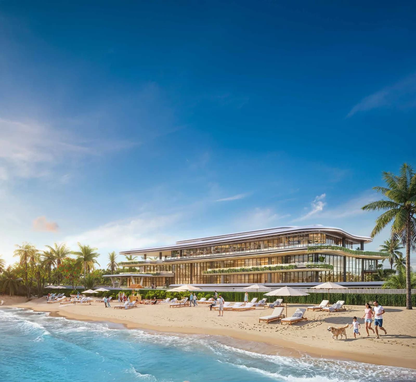 One Goa – The Vibe clubhouse and man-made beach in the developer’s concept illustration