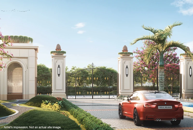 Godrej Aristocrat — gated arrival concept — Developer artistic impression; not a completed building or the offered unit. Final layouts and amenities may vary.
