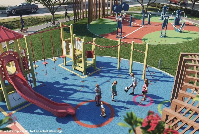 Godrej Aristocrat — children's play concept — Developer artistic impression; not a completed building or the offered unit. Final layouts and amenities may vary.
