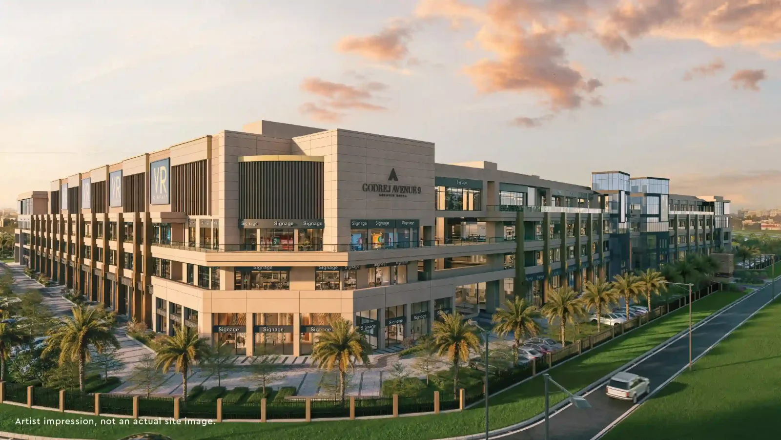 Godrej Avenue 9 L-shaped retail complex — architectural impression